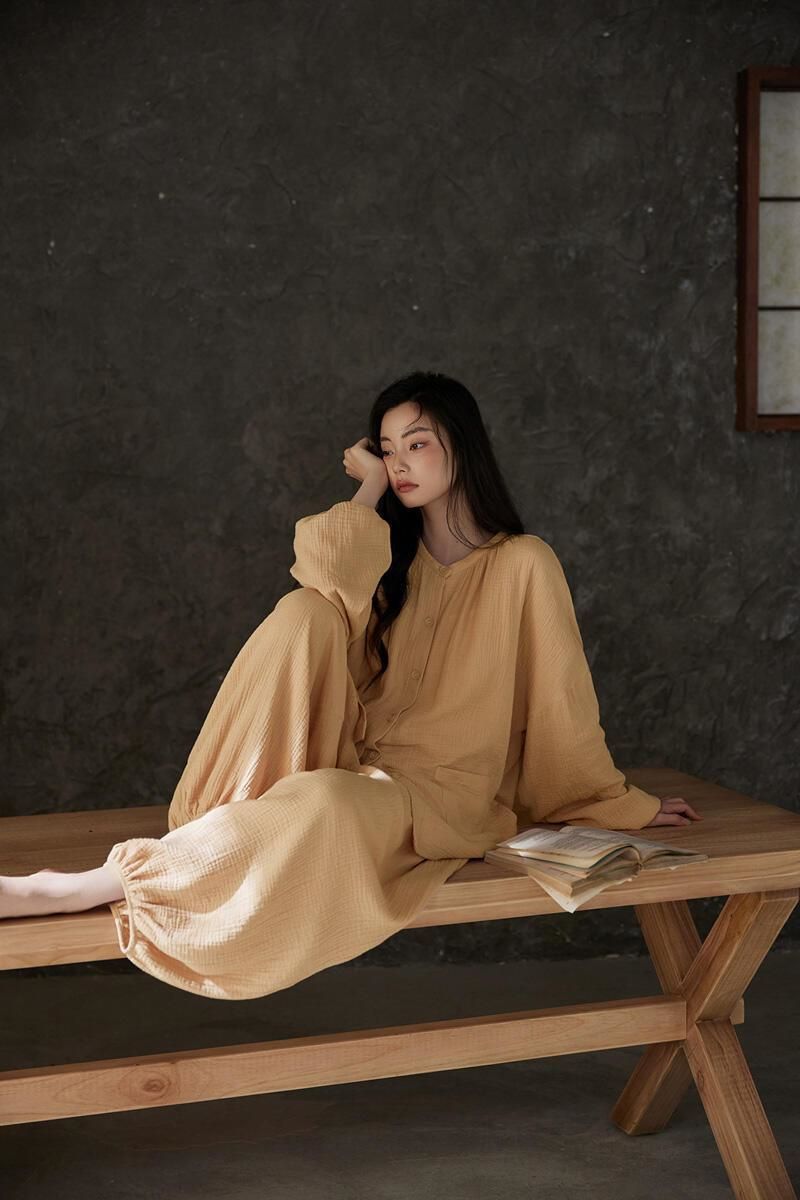 Long Sleeve Leggings Pajama Set with Chest Pads