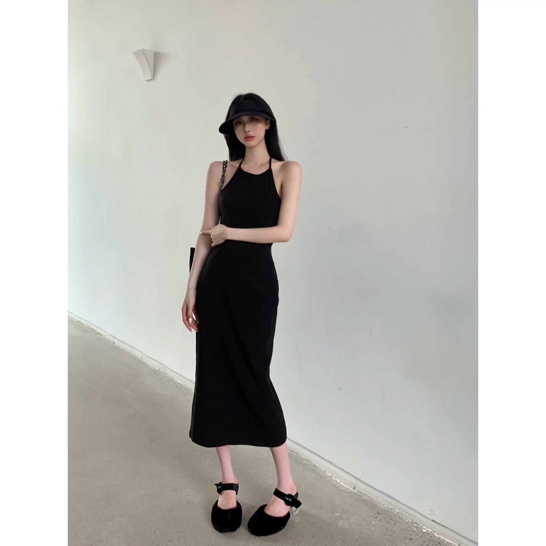 Strapless Camisole Dress with Sleeveless Mid-length Skirt